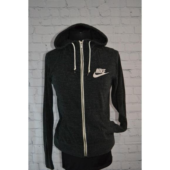 46237-a Nike Casual Athletic Jacket With Pocket Gray Cotton Size Medium Womens - Picture 8 of 8